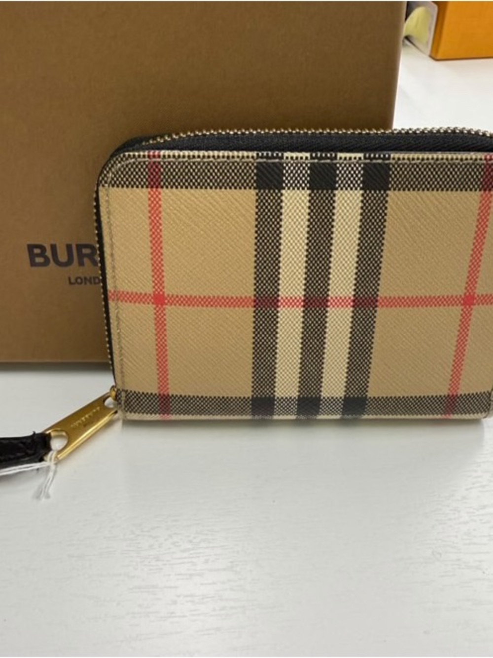 Burberry Black Leather Zip-Around Wallet with Gold Hardware
